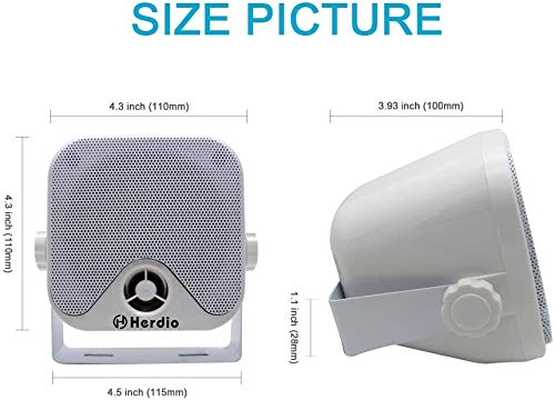 Heavy Duty Waterproof 4" Outdoor Marine Box Speakers with Surface Mounts - White (for Skid Steer ATV UTV RZR Golf Cart)