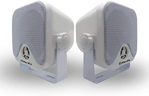 Heavy Duty Waterproof 4" Outdoor Marine Box Speakers with Surface Mounts - White (for Skid Steer ATV UTV RZR Golf Cart)
