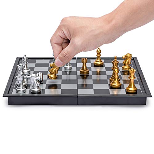 Yellow Mountain Imports Travel Magnetic Chess Set (9.7 Inches) – Folding, Portable and Educational Board Game.