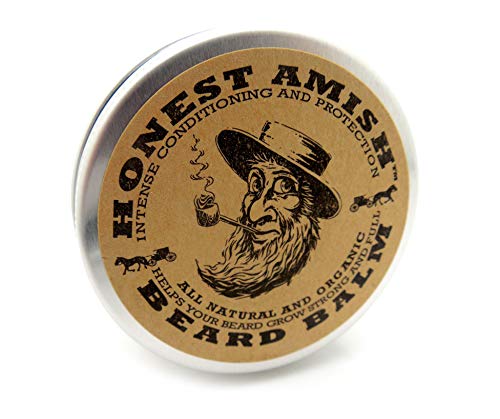 Honest Amish Beard Balm Leave-in Conditioner (2oz Tin), Organic & Natural Ingredients
