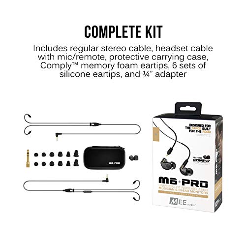 MEE audio M6 PRO 2nd Gen Musicians' In-Ear Monitors with Detachable Cables, Universal-Fit and Noise-Isolating (Black)