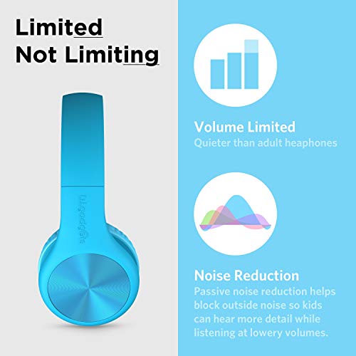 LilGadgets Connect+ Pro Kids Headphones with SharePort and Inline Mic (Blue)