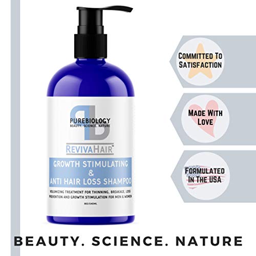 Pure Biology Hair Growth Shampoo with Biotin & Keratin, Natural DHT Blockers, Vitamins B & E, Anti Hair Loss Complex for Thinning Hair (Men & Women)