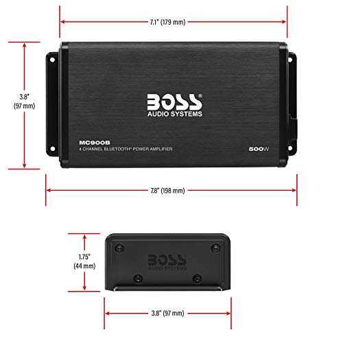 BOSS Audio Systems ASK904B.64 Weatherproof Marine 500W Amplifier & 6.5" 180W Speakers w/Bluetooth Remote (No Receiver Needed, Black)