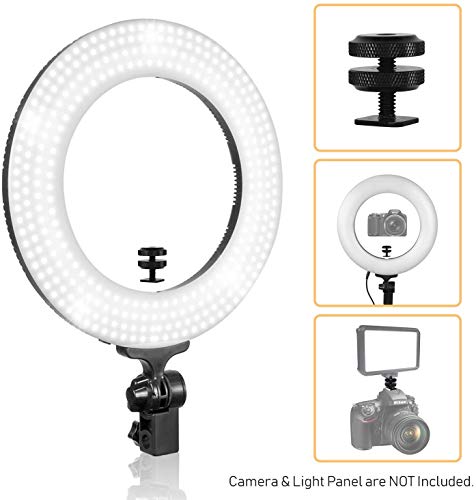 LimoStudio 18" 5500K LED Dimmable Ring Flash Light Kit (AGG1775) with 2 Stands for Photography.