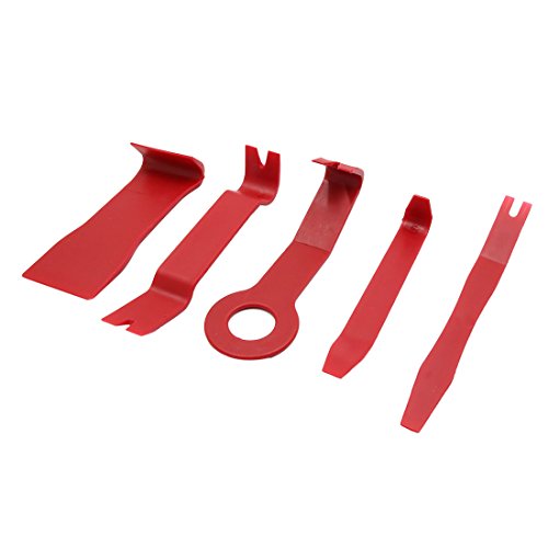 uxcell Car Door Clip Panel Audio Video Dashboard Dismantle Tool Kit, 5 in 1, Plastic, Red (5pc)