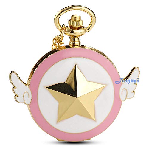 Women's [Sakura Star] Quartz Pocket Watch with Chain and Gold Gift Box