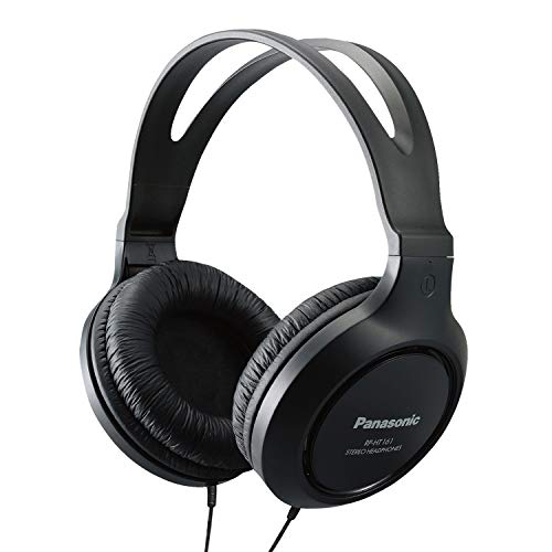 Panasonic RP-HT161-K Full-Size, Lightweight Headphones with Long Cable (Black)