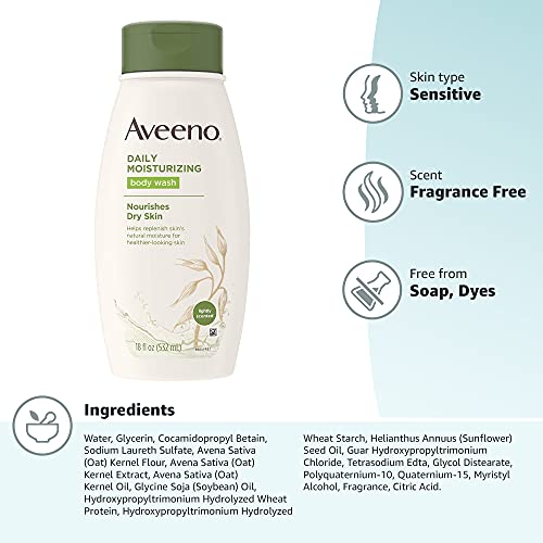 Aveeno Daily Moisturizing Body Wash with Soothing Oat for Dry Skin (18 fl. oz)