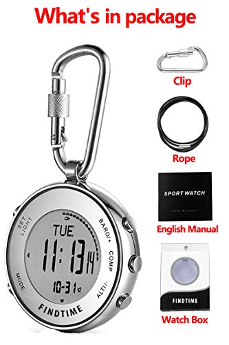 Digital Sports Watch with Compass and Altimeter (Silver, Pocket Clip)