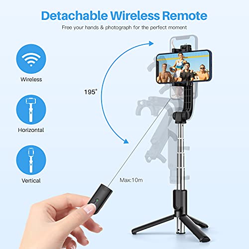 Yoozon Selfie Stick Tripod with Wireless Remote for iPhone 13 Pro Max/13 Mini/13/12, Galaxy S21/Note 20/S10, Google, etc (All-in-One Extendable & Portable)