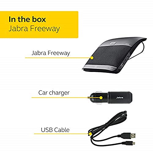 Jabra Freeway Bluetooth In-Car Speakerphone, Model 100-46000000-02 (U.S. Retail Packaging), Black