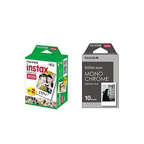 Fujifilm Instax Mini Instant Film 2-Pack Bundle, (20 Film + 10 Monochrome Film) Compatible with Mini 90, 8, 70, 7s, 50s, 25, 300 Camera and SP-1 Printer