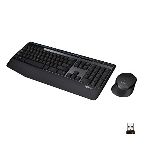 Logitech MK345 Wireless Keyboard & Mouse Combo - Full-Size, Palm Rest & Right-Handed Design - Black