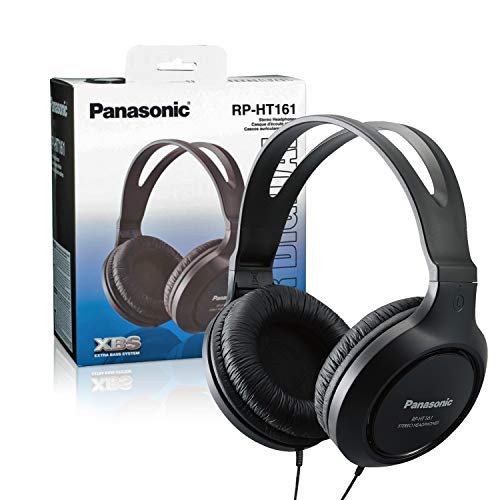 Panasonic RP-HT161-K Full-Size, Lightweight Headphones with Long Cable (Black)