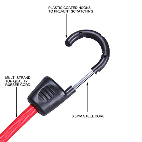 Cartman Bungee Cord Assortment (24 Pieces) - 10"/18"/24"/32"/40" Cords + 8" Canopy/Tarp Ball Ties