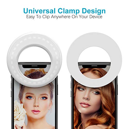 QIAYA Rechargeable LED Selfie Light Ring (For Cell Phone, Laptop Camera and Video Lighting).