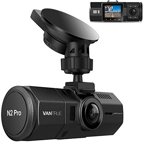 Vantrue N2 Pro Uber Dual Dash Camera - 2.5K 1440P Front & 1080P Inside (24hr Motion Detection, Infrared Night Vision, 256GB Max Support)