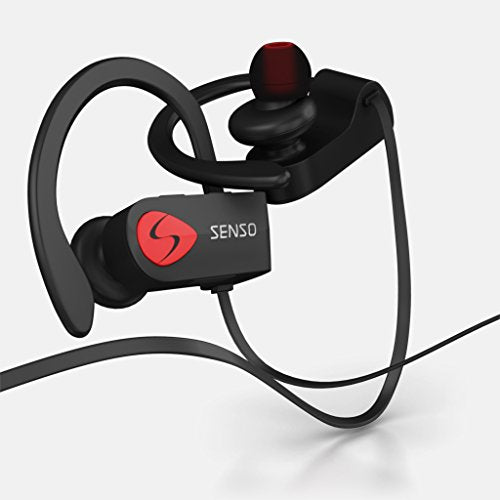 SENSO Wireless Sports Headphones with Microphone, IPX7 Waterproof HD Stereo (8 Hour Battery, Noise Cancelling)
