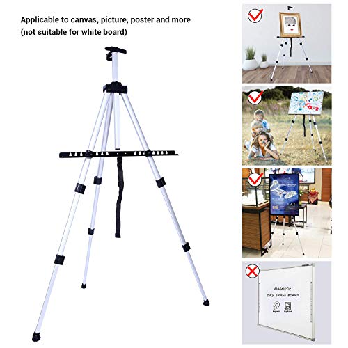 Ohuhu 66-inch Aluminum Artist Easel Stand with Carry Bag for Table-Top or Floor Use