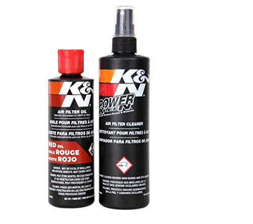 K&N Air Filter Cleaning Kit (99-5050): Squeeze Bottle Filter Cleaner and Red Oil Restore Engine Performance.