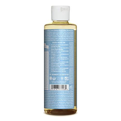 Dr. Bronners Baby Unscented Pure-Castile Liquid Soap (8 oz), Made with Organic Oils, 18-in-1 Uses for Face, Hair, Laundry, Dishes, Sensitive Skin, Babies, No Fragrance, Vegan, Non-GMO