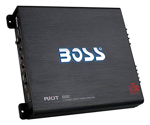 BOSS R6002 1200W 2-Channel Car Audio Amplifier with Remote and 8 Gauge Amp Kit Install Kit (Included)