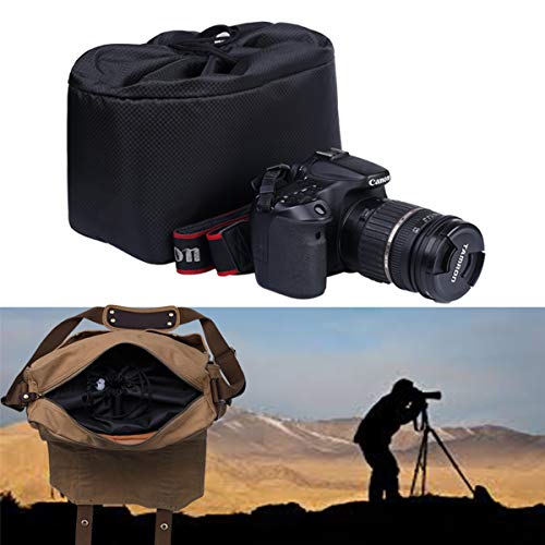 JAKAGO Shockproof Camera Insert Bag for Canon Nikon Sony SLR/DSLR/Mirrorless Cameras, Accessories, and Lens Flash Light - Adjustable Dividers, Water Resistant Inner Case (Black)