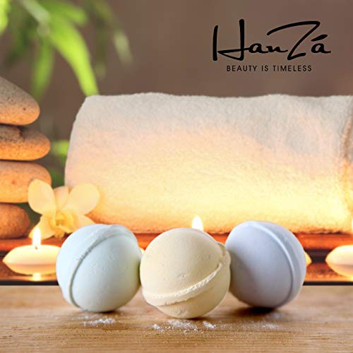 HanZá 8-Piece Bath Bomb Gift Set (Vegan) - Comforting Spa Fizzies for Women and Girls - Perfect for Adding to Bath Bubbles, Beads, Pearls and Flakes.