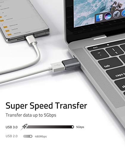 Syntech USB C to USB Adapter (Pack of 2), Compatible with iMac 2021, iPad Pro 2021, MacBook Pro 2020, MacBook Air 2020 and Other Type C/Thunderbolt 3 Devices, Space Grey
