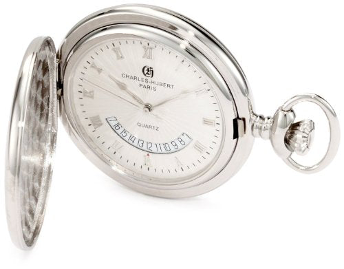 Charles-Hubert Paris 3900-W Classic Collection Quartz Pocket Watch with Polished Finish Hunter Case