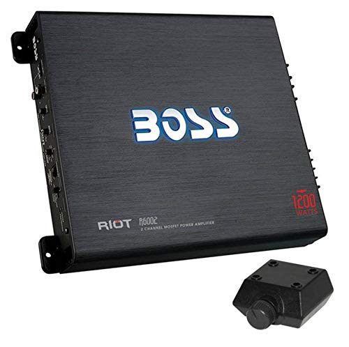 BOSS R6002 1200W 2-Channel Car Audio Amplifier with Remote and 8 Gauge Amp Kit Install Kit (Included)