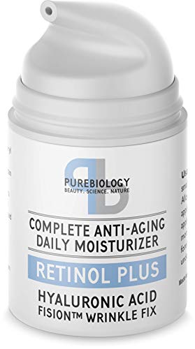 Pure Biology Retinol Moisturizer Cream with Hyaluronic Acid, Vitamins B5, E & Anti Aging Complex – Face & Eye Skin Care for Men & Women, All Skin Types (1.7 OZ)