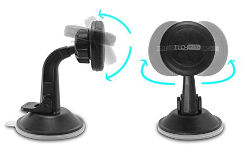 TechMatte Car Phone Mount Magnetic Dashboard Holder - Universal Compatible Smartphones with Powerful Magnetic Technology (Black)