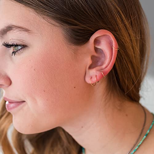 Solid Silver Hoop Earrings (12mm, 24 Gauge, 925 Sterling Silver).