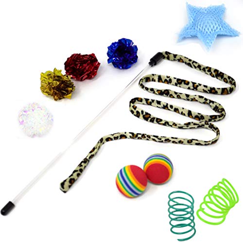 Youngever 24-Piece Cat Toy Assortment (2-Way Tunnel, Feather Toy, Mouse, Crinkle Balls) for Cats, Puppies, and Kittens