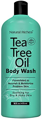 Natural Riches Extra Strength Tea Tree Oil Skin Clearing Body & Hand Wash (16 Fl Oz) With Eucalyptus & Peppermint Oils for Skin & Hair.