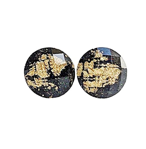 Black Gold Flake Stud Earrings [Hypoallergenic Posts] with Titanium Posts