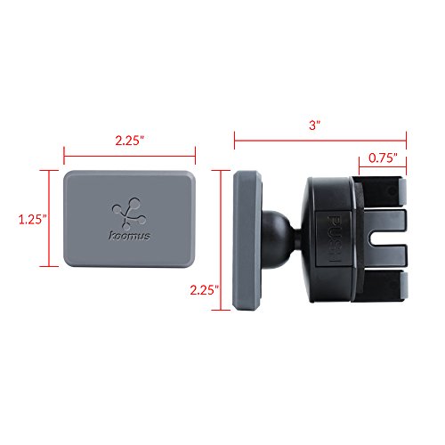 Koomus Pro CD-M Magnetic Cradle-less Smartphone Car Mount Holder (for iPhone and Android Devices, Single, Black)