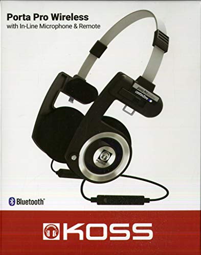 Koss Porta Pro Wireless Bluetooth On-Ear Headphones with In-Line Microphone, Volume Control, Touch Remote and Multi-Pivoting Ear Plates (Black)