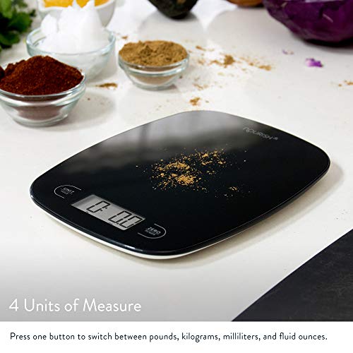 Digital Kitchen Scale with Weight in Grams and Ounces (Black Glass)