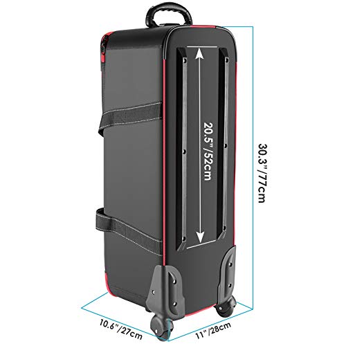 Neewer Photo Studio Equipment Carry Bag 30"x11"x11"/77x28x27cm with Straps, Padded Compartment, Wheels, Handle for Light Stand, Tripod, Strobe Light, Umbrella and Other Accessories