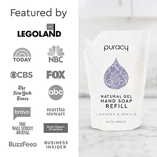 Puracy Natural Liquid Hand Soap Refill (64 fl oz) - Lavender & Vanilla Scent, Sulfate-Free, Hydrating Gel Hand Soap with Plant-Derived Ingredients, Gentle Hand Wash, Cruelty-Free