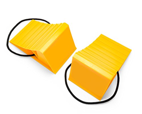 Camco Wheel Chock With Rope for Easy Removal (Pack of 2) - 44471, Keeps RV or Trailer Securely In Place