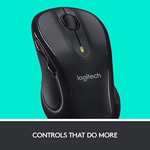 Logitech M510 Wireless Mouse - Ergonomic Shape, USB Unifying Receiver, Back/Forward & Side-Scrolling, Dark Gray (USB Unifying Receiver Included)