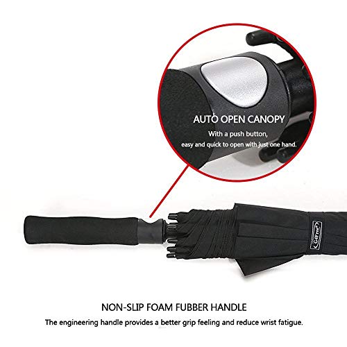 G4Free 54" Automatic Open Windproof Extra Large Golf Umbrella with Double Canopy and Waterproof Stick, Black