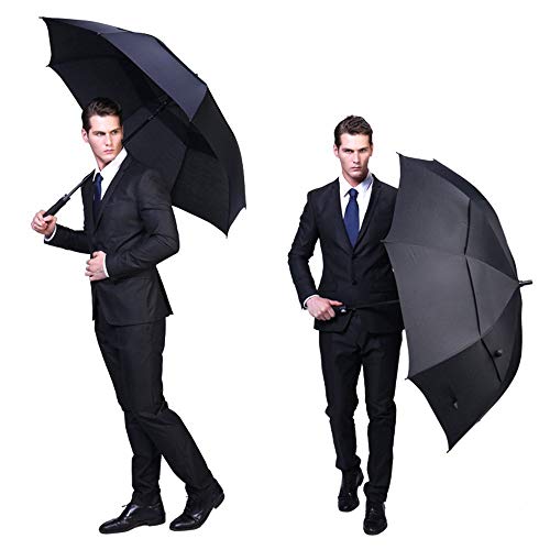 G4Free 54" Automatic Open Windproof Extra Large Golf Umbrella with Double Canopy and Waterproof Stick, Black