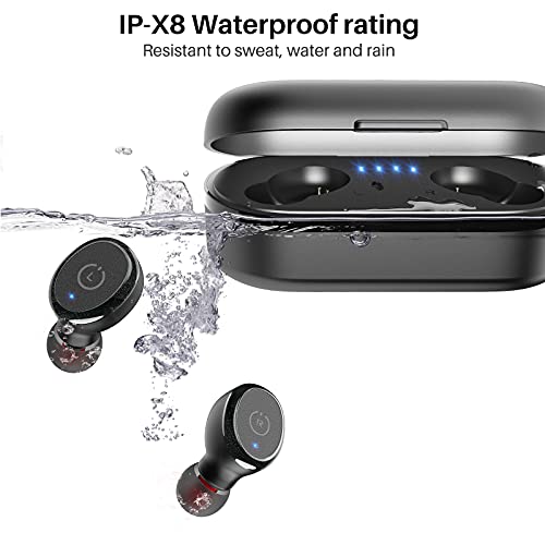 TOZO T10 Bluetooth 5.0 Wireless Earbuds with Charging Case (IPX8 Waterproof) - Built-in Mic, Premium Sound & Deep Bass, Black