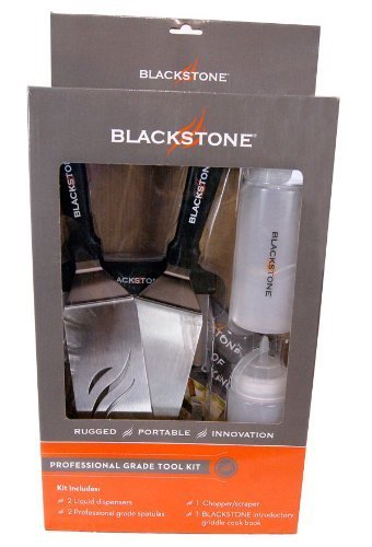 Blackstone 1542 Professional Grade Accessory Tool Kit (5 Pieces) with 16 oz Bottle, Two Spatulas, Chopper/Scraper and Cookbook - Indoor/Outdoor Cooking, Multicolor