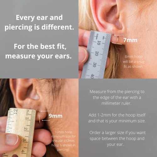 Sterling Silver 10mm Mini Thin Hoop Earrings (24 Gauge, Hypoallergenic, Solid 925). Perfect for Sensitive Ears.